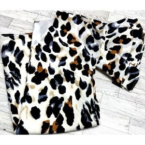 DAVI & DANI Fully Lined Cheetah Print V-neck DRESS Pockets Ruffled Sleeves SMALL